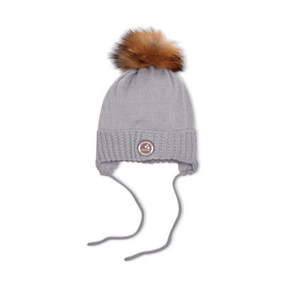 Mergaičių megzta kepurė JANNE, šviesiai pilka, L